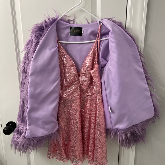 Lavender Haze- Pink Mini Dress with “Taylor Swift” Lavender faux fur jacket - Picture 5 of 5